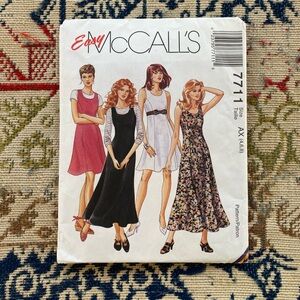 Vintage 90s Dress Pattern McCall's 7711 Vintage Sewing Princess Seam Maxi 1995